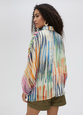 Camisa às riscas multicolor