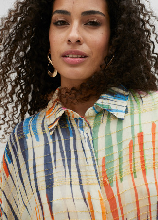 Camisa às riscas multicolor