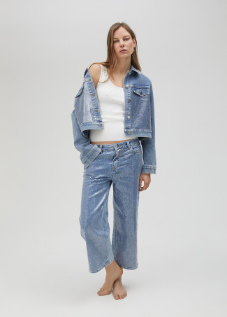 Top en maille avec strass sur le col