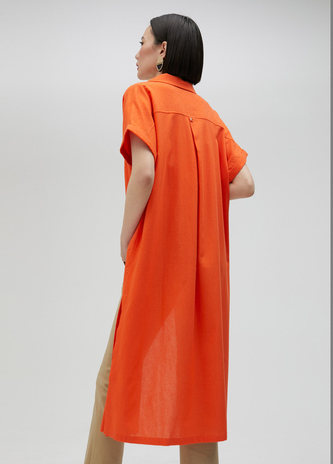 Blusa comprida com pormenor de strass