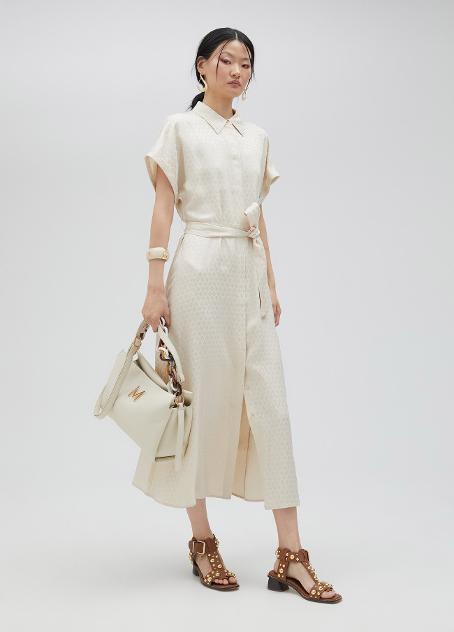 Satin finish shirt dress