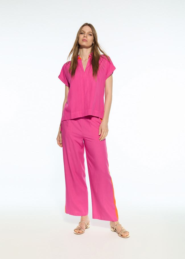 Blusa fluida  bicolor