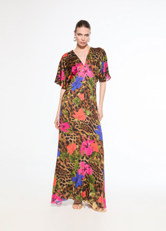 Vestido largo estampado satén