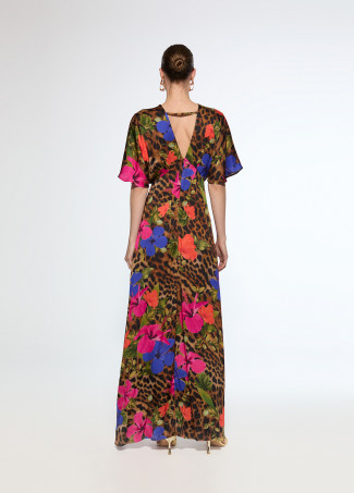 Vestido largo estampado satén