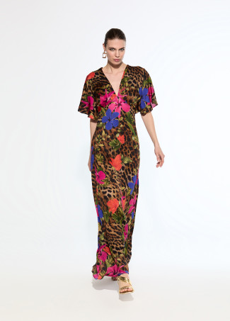 Vestido largo estampado satén