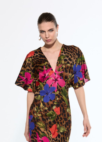 Vestido largo estampado satén