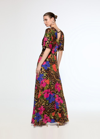 Vestido largo estampado satén