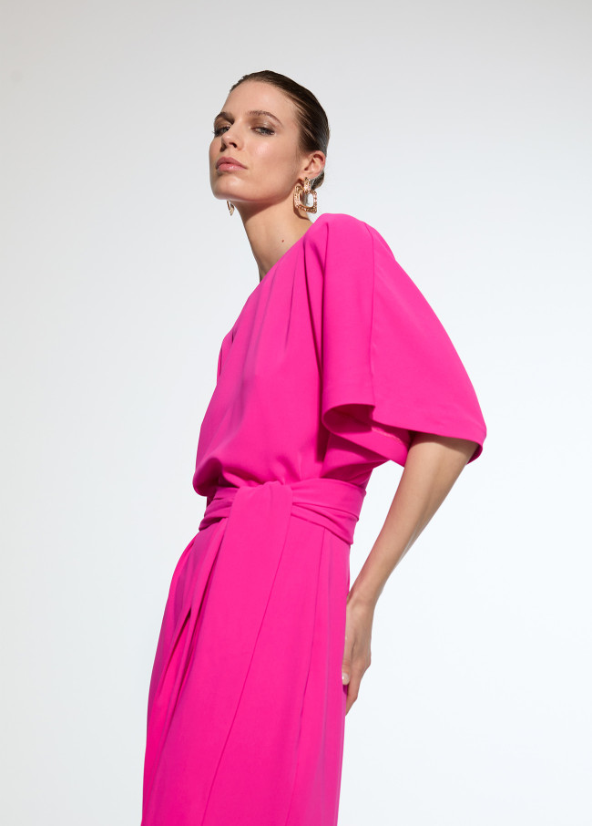 Vestido largo color fucsia