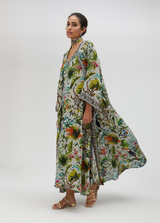 Kimono manga larga con cenefa jungle