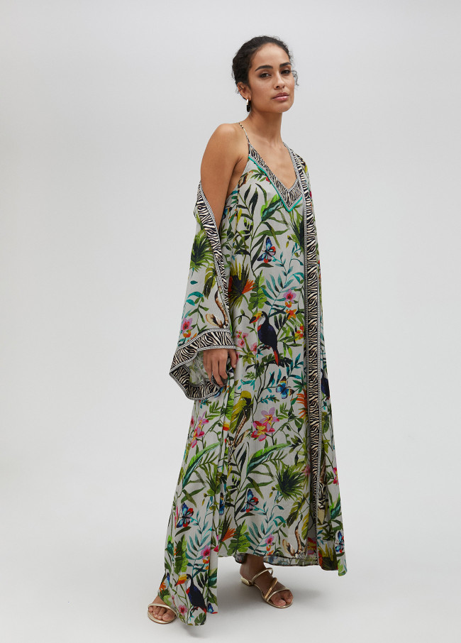 Kimono manga larga con cenefa jungle