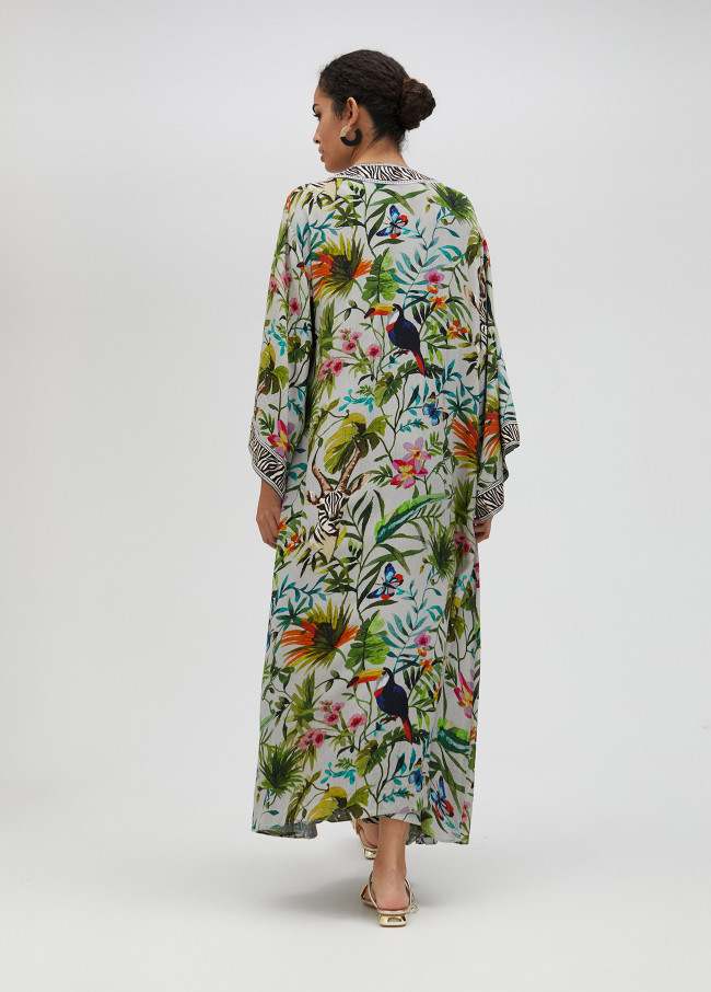 Kimono manga larga con cenefa jungle