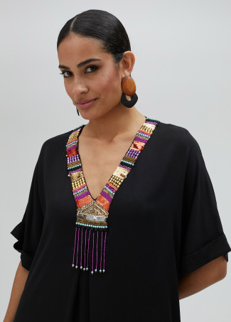 Robe tunique midi avec pierres fantaisie