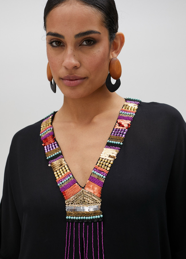 Kurta vestido midi con pedrería