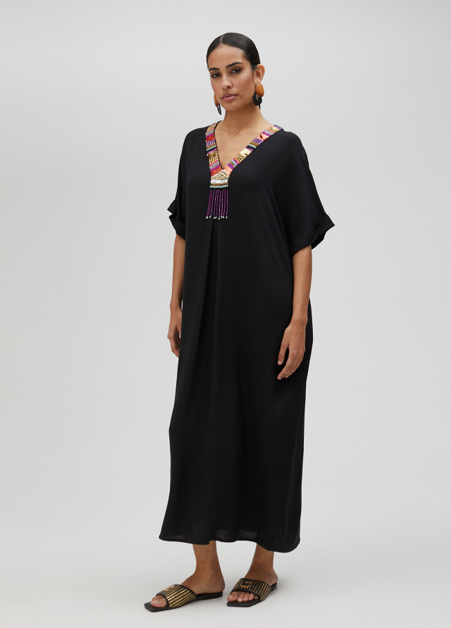 Robe tunique midi avec pierres fantaisie