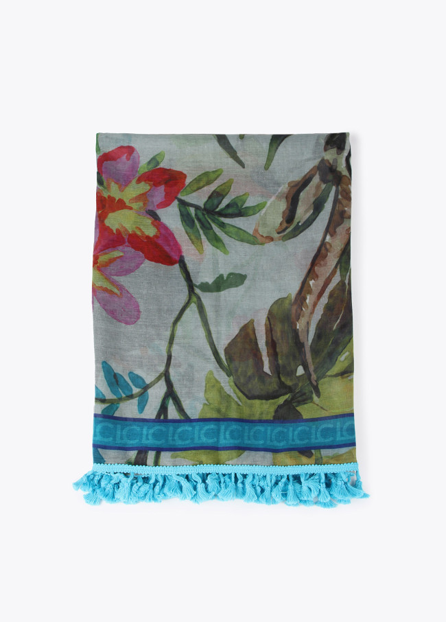 Páreo estampado tropical