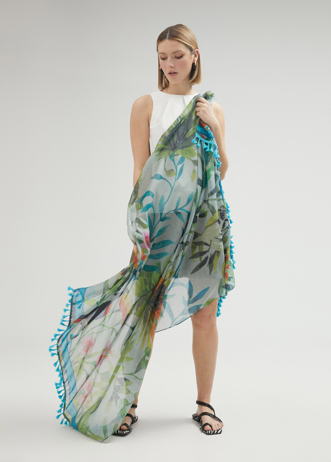 Páreo estampado tropical