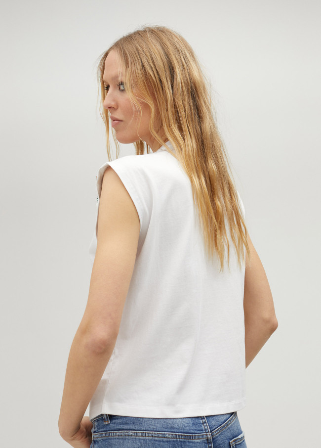 Maglietta strass sulle spalle