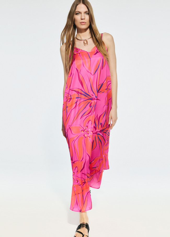Vestido satén tirantes estampado