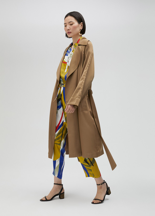 Trench lungo in satin