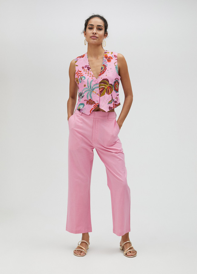 Pantalón coulotte rosa