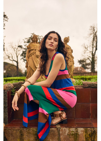Robe midi à rayures