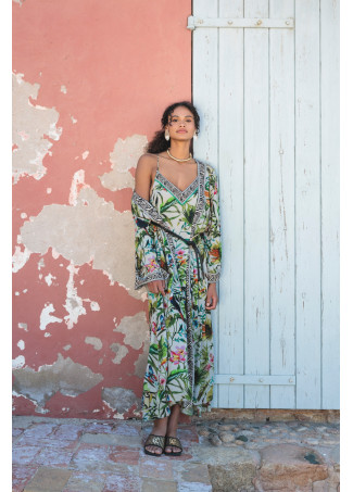 Kimono manga larga con cenefa jungle