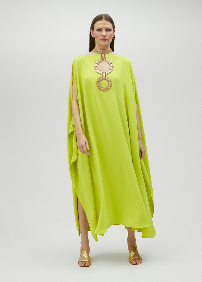 Long tunic dress with embroidered circles