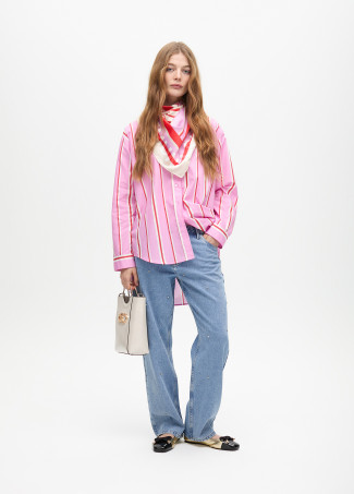 Camicia Oversize in Popeline a Righe