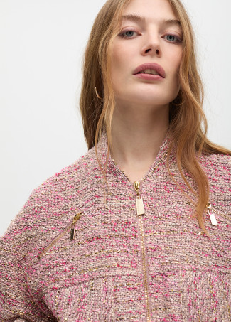 Tweed bomber jacket with zip pockets