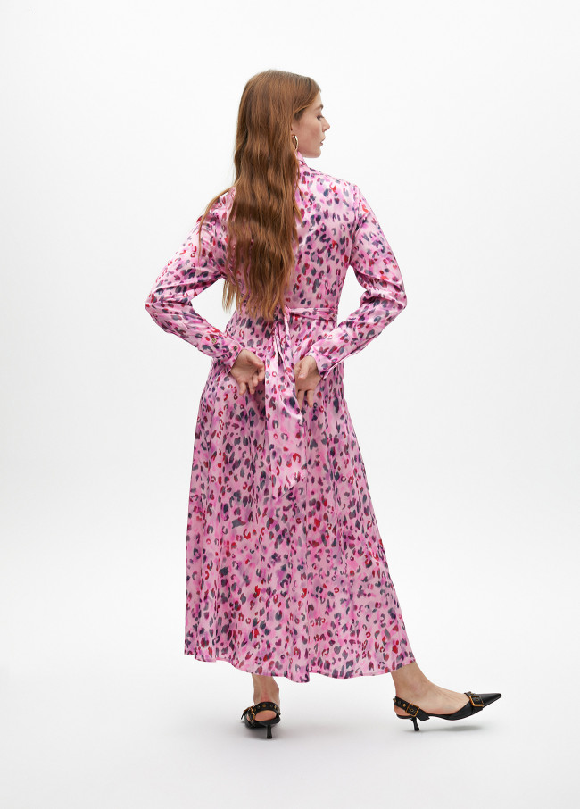 Animal print midi shirt dress