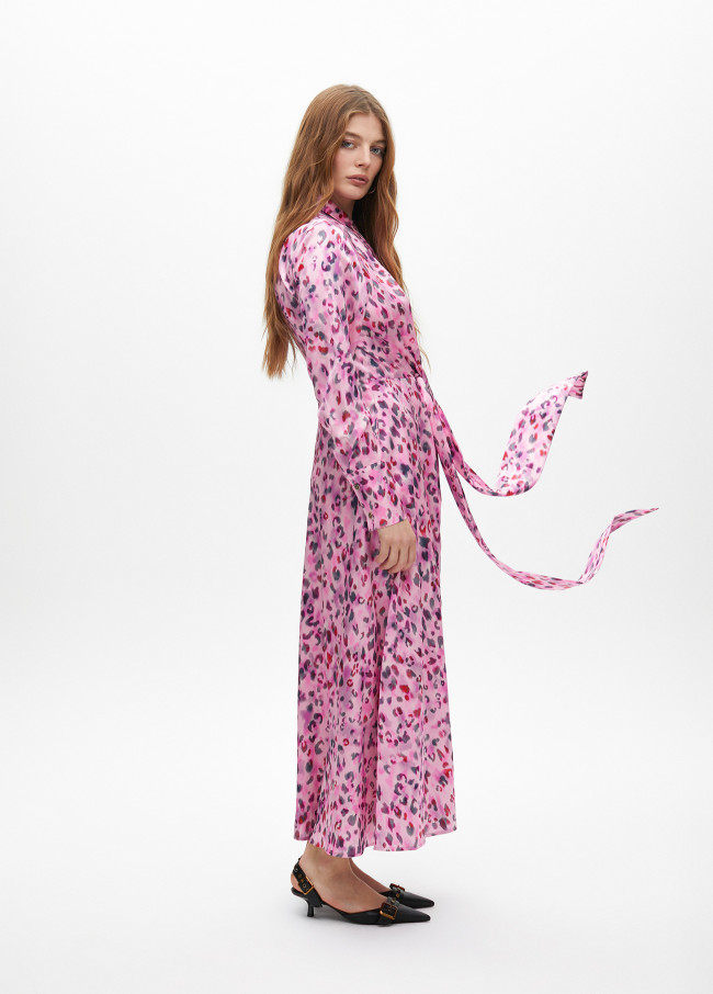 Vestido midi camisero estampado animal