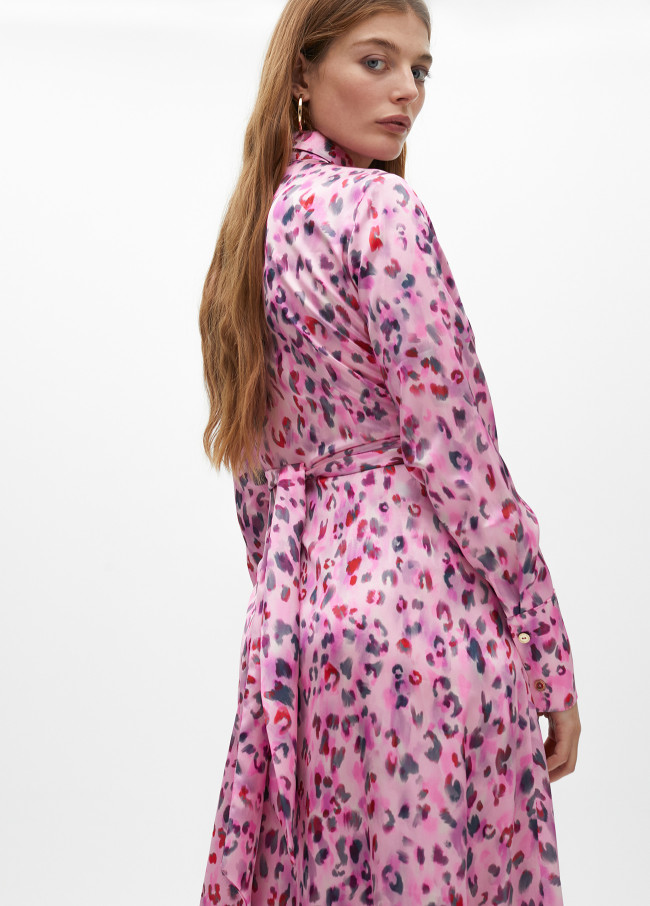 Animal print midi shirt dress