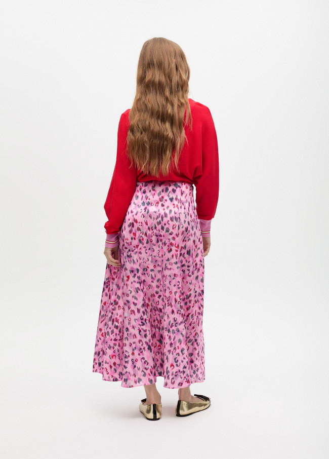 Animal print flared midi skirt