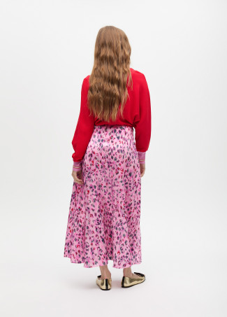 Animal print flared midi skirt