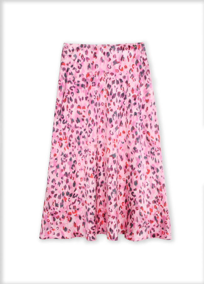 Animal print flared midi skirt