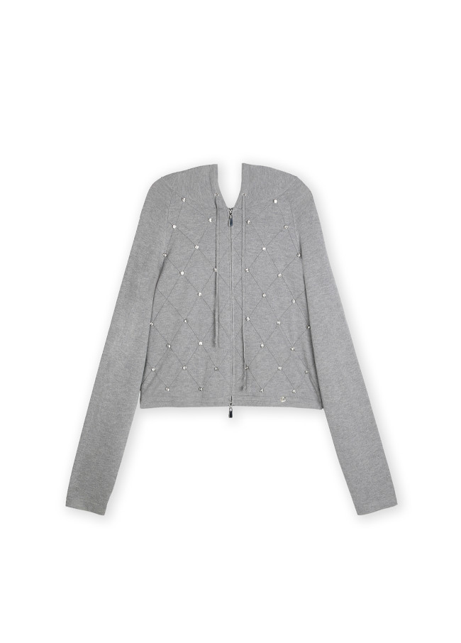 Gilet à fermeture éclair avec détails en perles