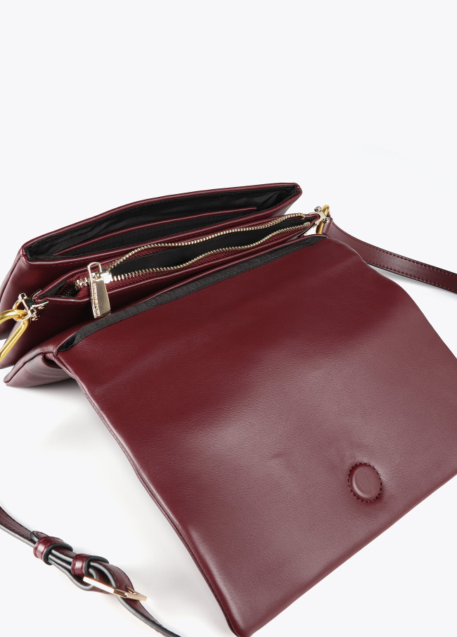 Faux leather crossbody bag with three...