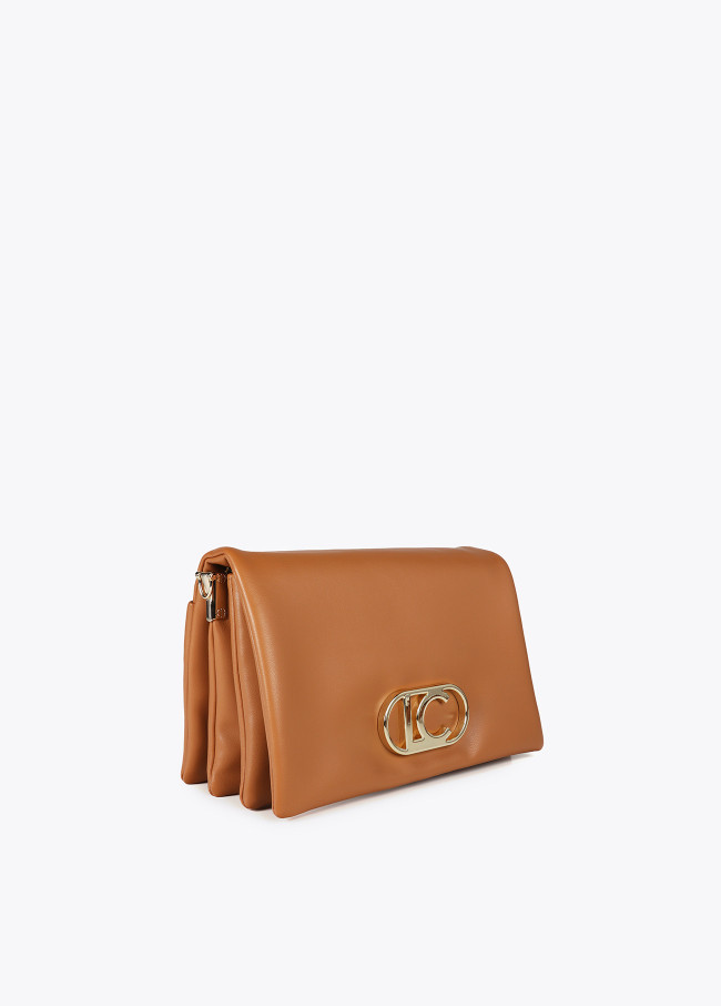 Faux leather crossbody bag with three...