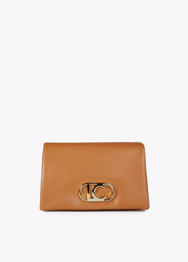 Faux leather crossbody bag with three...