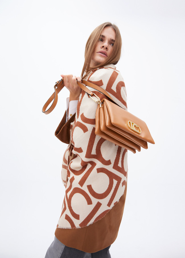 Faux leather crossbody bag with three...