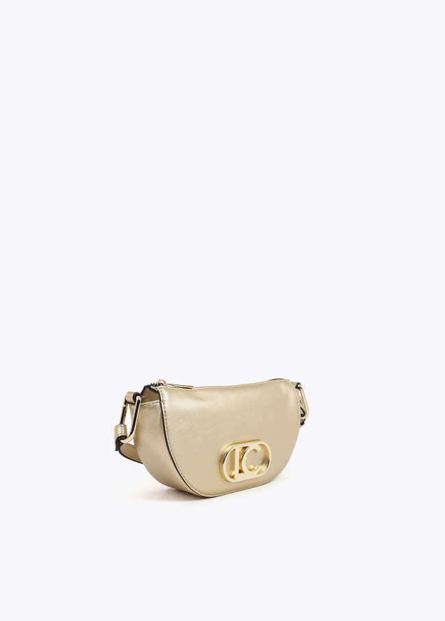 Small half-moon crossbody bag with oval logo