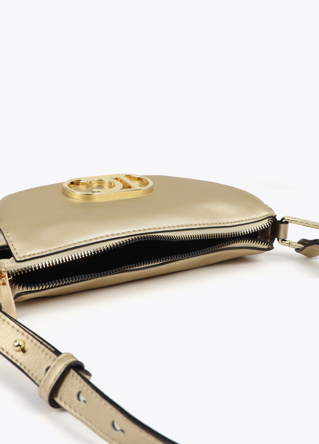 Small half-moon crossbody bag with oval logo