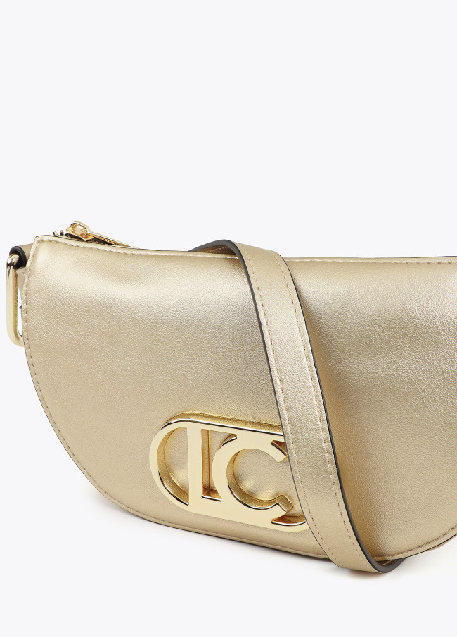 Small half-moon crossbody bag with oval logo