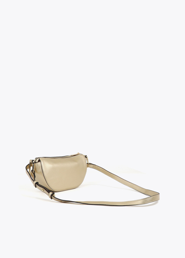 Small half-moon crossbody bag with oval logo