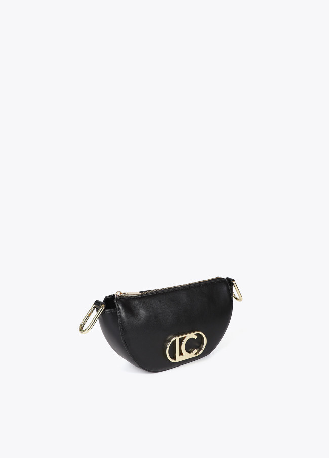 Small half-moon crossbody bag with oval logo