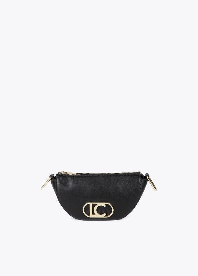 Small half-moon crossbody bag with oval logo