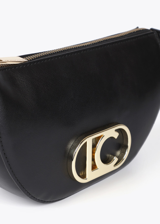 Small half-moon crossbody bag with oval logo