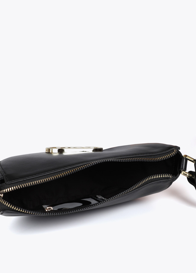 Small half-moon crossbody bag with oval logo