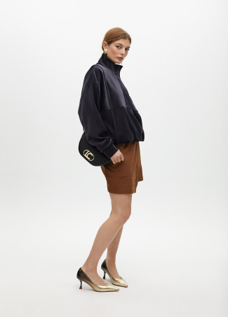 Small half-moon crossbody bag with oval logo