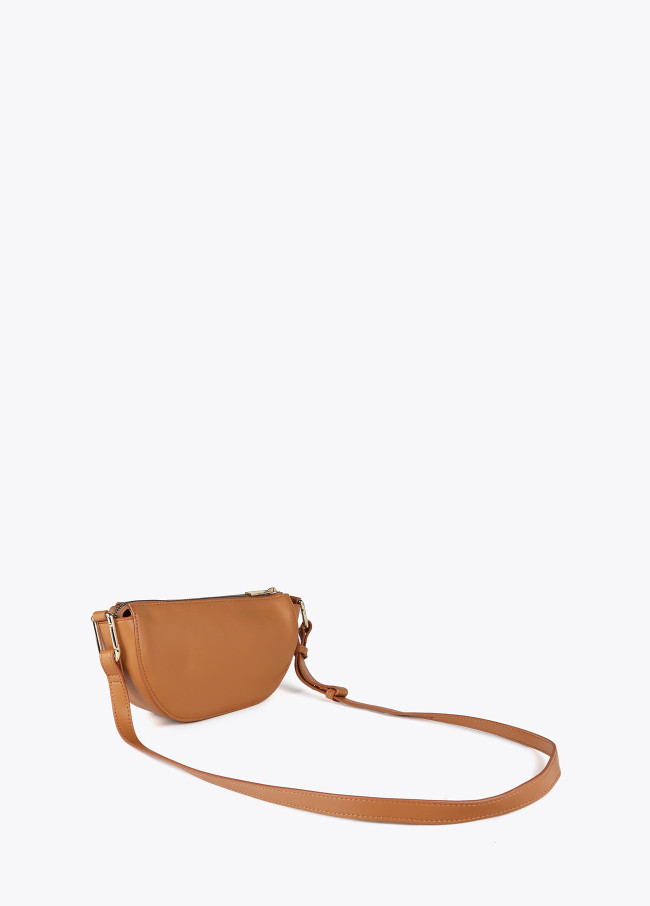 Small half-moon crossbody bag with oval logo